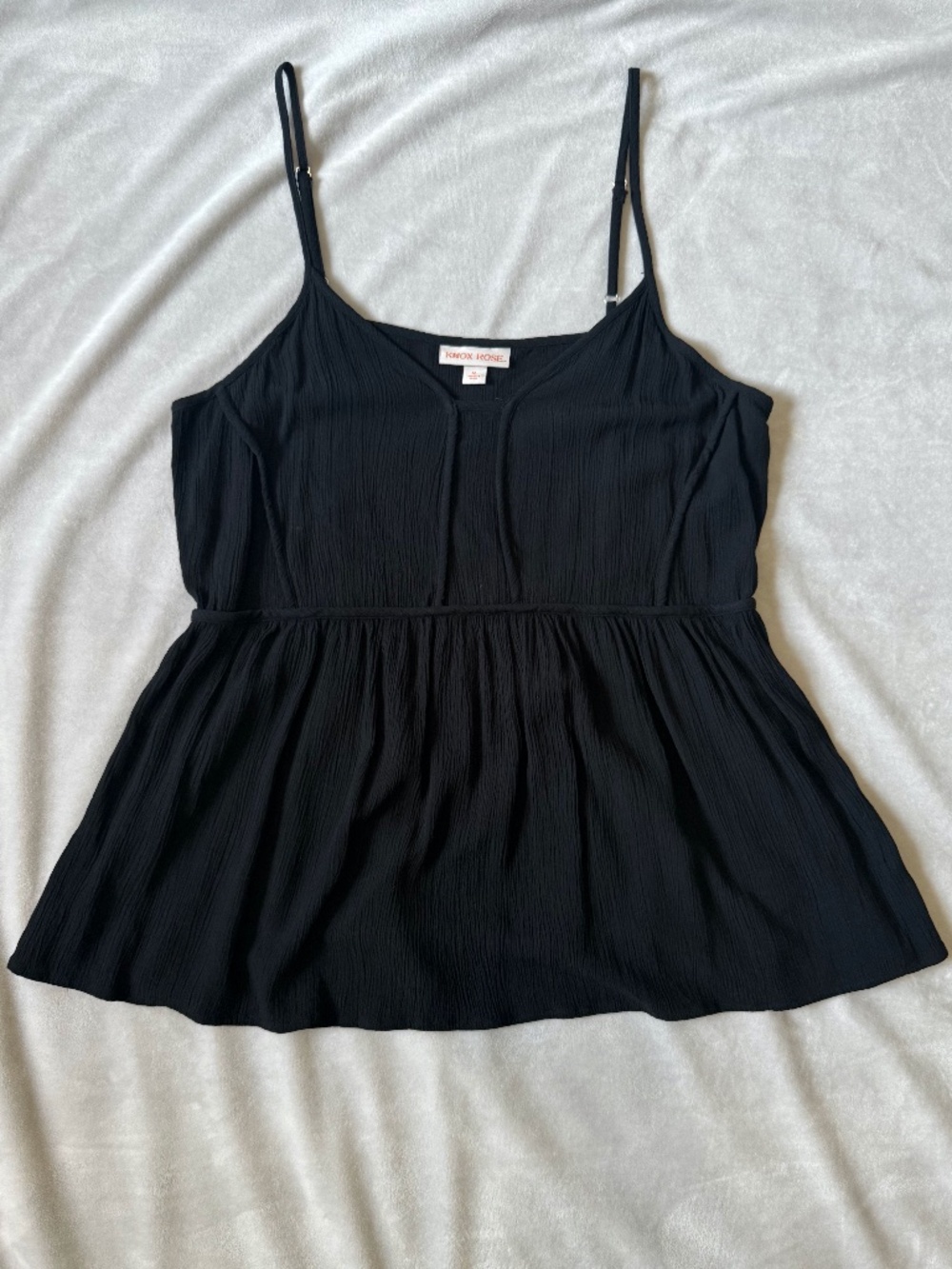 Knox Rose Black Crinkle Tank Top